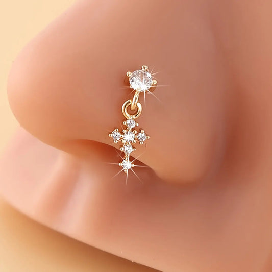 Women's Geometric Stainless Steel Nose Ring Jewelry, Body Jewelry, Daily Wear & Gift Suitable, Cute Design, All Season Accessory, Nose Piercing Jewelry, Body Jewellery