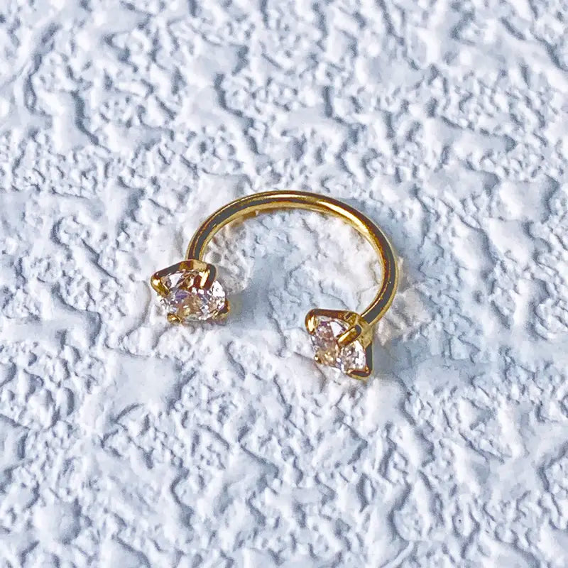 20G(0.8mm)/18G(1.0mm) 8mm Horseshoe Nose Hoop Internally Threaded Gems Nose Ring with Free Ball Holder | Caution: Avoid Overtightening; Pre-Tighten with Provided Tool then Complete Tightening by Hand