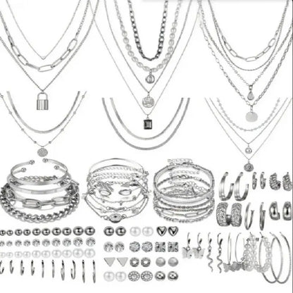 Women's 108pc Mix & Match Western-Style Costume Jewelry - Gold Necklace, Earrings for Women, Bracelet, Ring, Heart Accents Add Sweet Western Charm, Valentine Gift for Birthday Parties, Gold Necklace Set, Accessories For Women