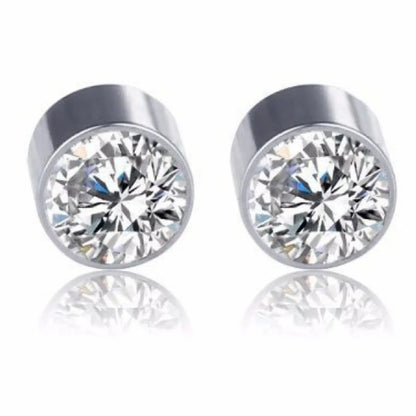3 Pairs Stainless Steel Round Square Zircon Magnetic Ear Cuffs, Fashion Unisex Non-Piercing Tragus Studs, Jewelry Set for Men and Women, Zircon Stud Earrings, Non Pierced Earrings, Stud Earring Sets