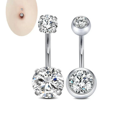 Rhinestone Decorated Navel Ring, Belly Button Rings, Navel Piercing Jewelry, Stainless Steel Body Jewelry, Body Jewellery for Women & Men, Daily Clothing Decor