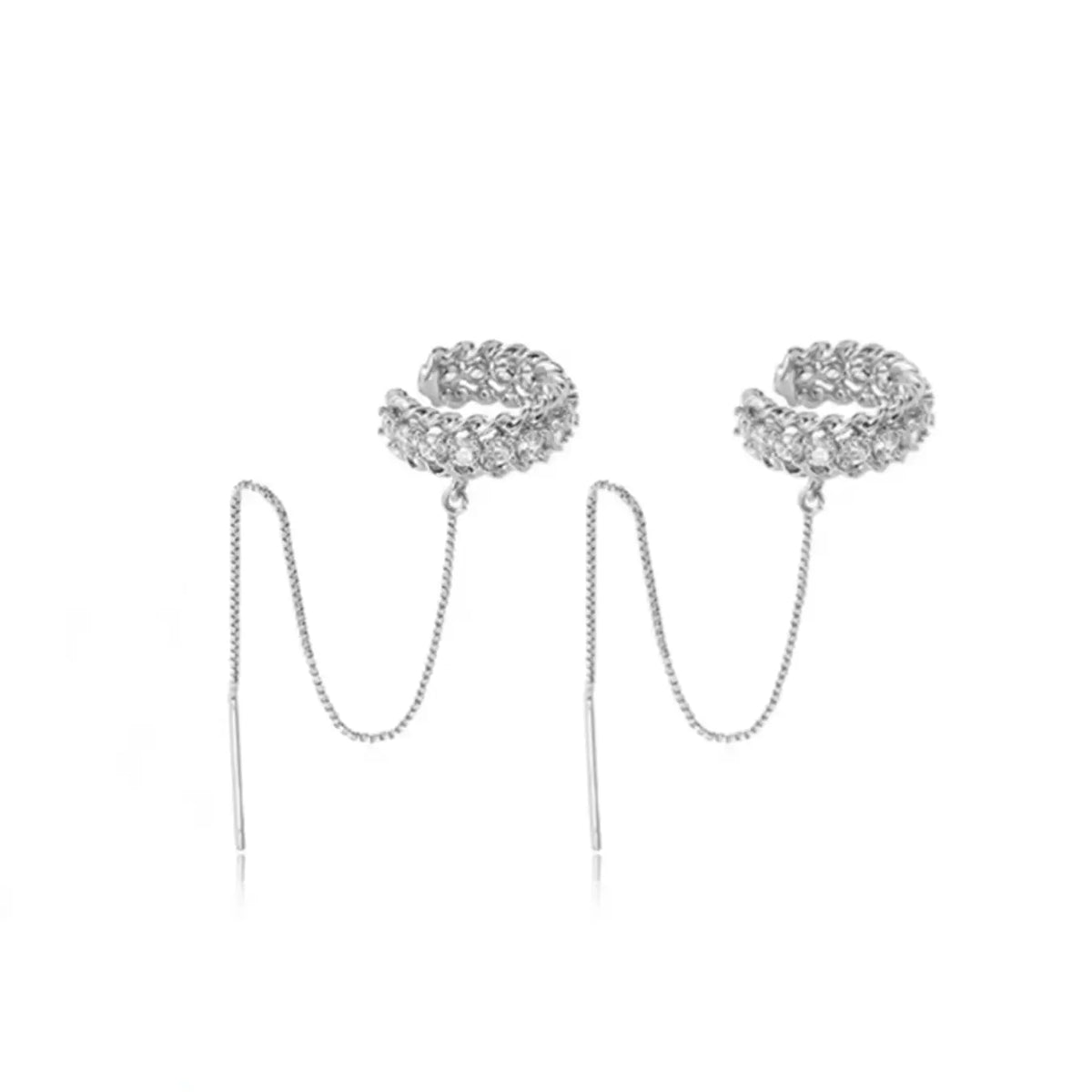 Women's Elegant Rhinestone & Chain Design Ear Cuff, Exquisite Long Thread Earrings, Chic Gorgeous Jewelry As Gift for Girlfriend, Trendy Jewelry, Ear Accessories, Trendy Fashionable Accessories