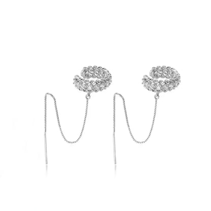 Women's Elegant Rhinestone & Chain Design Ear Cuff, Exquisite Long Thread Earrings, Chic Gorgeous Jewelry As Gift for Girlfriend, Trendy Jewelry, Ear Accessories, Trendy Fashionable Accessories