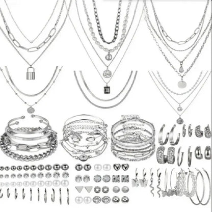 Women's 108pc Mix & Match Western-Style Costume Jewelry - Gold Necklace, Earrings for Women, Bracelet, Ring, Heart Accents Add Sweet Western Charm, Valentine Gift for Birthday Parties, Gold Necklace Set, Accessories For Women