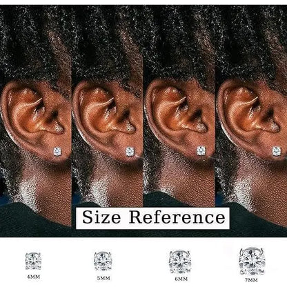 CASSIECA 2Pair Unisex Stainless Steel Magnetic Studs Earrings Set, Non Piercing Fake Piercing 5 8MM CZ Jewelry for Adults,Men's Accessories Sohochic