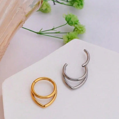 316L Stainless Steel V-Shaped Septum Ring, Helix Pierced Ring, Hypoallergenic Piercing Jewelry, Anti Tragus Jewelry, 16g, Suitable for Septum Nose Helix Tragus Cartilage, Unisex, Piercings Jewelry