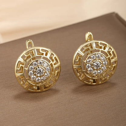 Elegant Vintage Round Zirconia Earrings, Versatile Earrings, Casual Style, Perfect for Holidays & Parties, All Seasons Wear, Casual Trendy Jewelry, Circle Shape Earrings