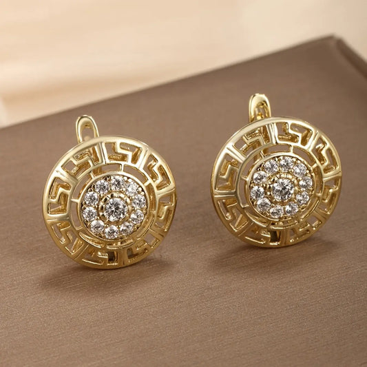 Elegant Vintage Round Zirconia Earrings, Versatile Earrings, Casual Style, Perfect for Holidays & Parties, All Seasons Wear, Casual Trendy Jewelry, Circle Shape Earrings