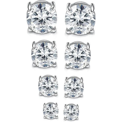 CASSIECA 2Pair Unisex Stainless Steel Magnetic Studs Earrings Set, Non Piercing Fake Piercing 5 8MM CZ Jewelry for Adults,Men's Accessories Sohochic
