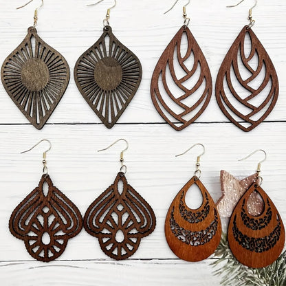 Boho Style Hollow Out Leaf & Water Drop Design Dangle Earrings, Bohemian Earrings, Fashion Jewelry for Party, Daily Clothing Decor, Trendy All-match & Exquisite Jewelry for Birthday Gift, Trendy Fashionable Accessories