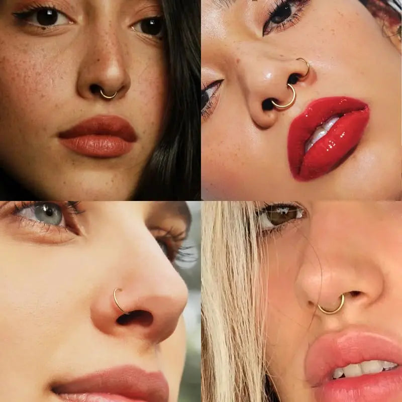 Titanium Nose Ring Hoop 20G, Cartilage Hoop Earrings for Women Men Silver Gold Nose Ring Septum Ring Tragus Conch Helix Daith Lip Piercing Jewelry`