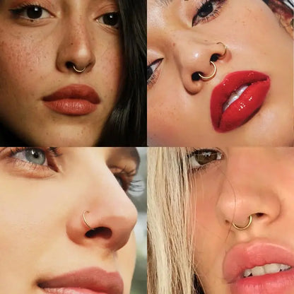 Titanium Nose Ring Hoop 20G, Cartilage Hoop Earrings for Women Men Silver Gold Nose Ring Septum Ring Tragus Conch Helix Daith Lip Piercing Jewelry`