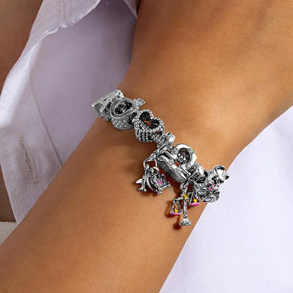 Women's Whimsical Bear Zodiac 2-Piece Zirconia Jewelry Set - Sparkling Zircon Heart Initial Necklace & Bracelet, Cute Animal Costume Accessories, Casual Daily Wear for Women, Cute Accessories
