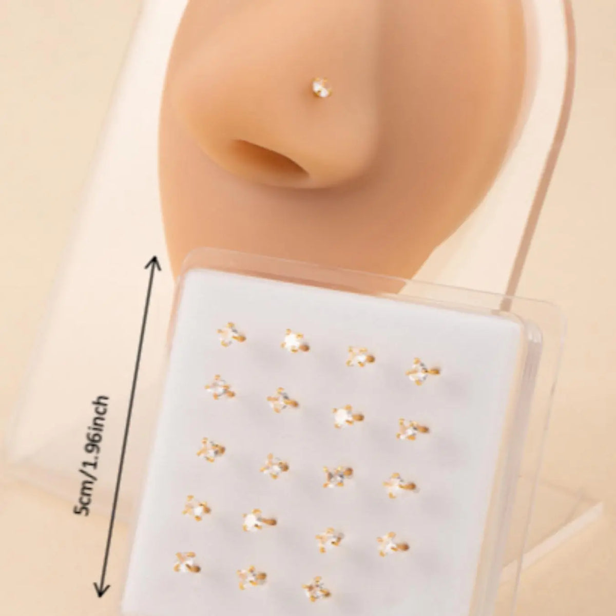 Unisex 20-Piece Copper Zirconia Nose Stud Set, Fashionable Nose Piercing Jewelry, Trendy Body Piercing Accessories, Chic Body Jewelry
