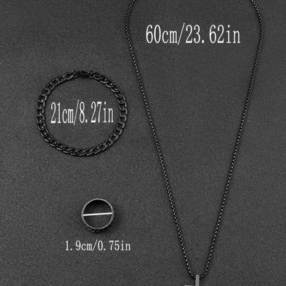 Men's Business Fashion Watch & Jewelry Set, Including Round Dial Watch, Chain Bracelet, Pendant Necklace and Ring, Trendy Versatile Exquisite Set for Birthday Gift
