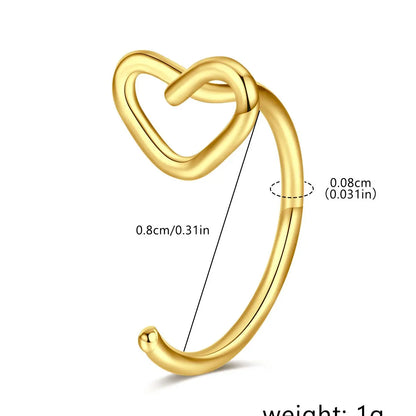Heart Shaped Nose Ring, Stainless Steel Nose Ring, Fashionable Body Jewelry for Women & Girls, Trendy All-match & Exquisite Jewelry for Birthday Gift, Nose Hoop, Nose Rings Hoops, Nose Piercing Hoop, Body Jewellery
