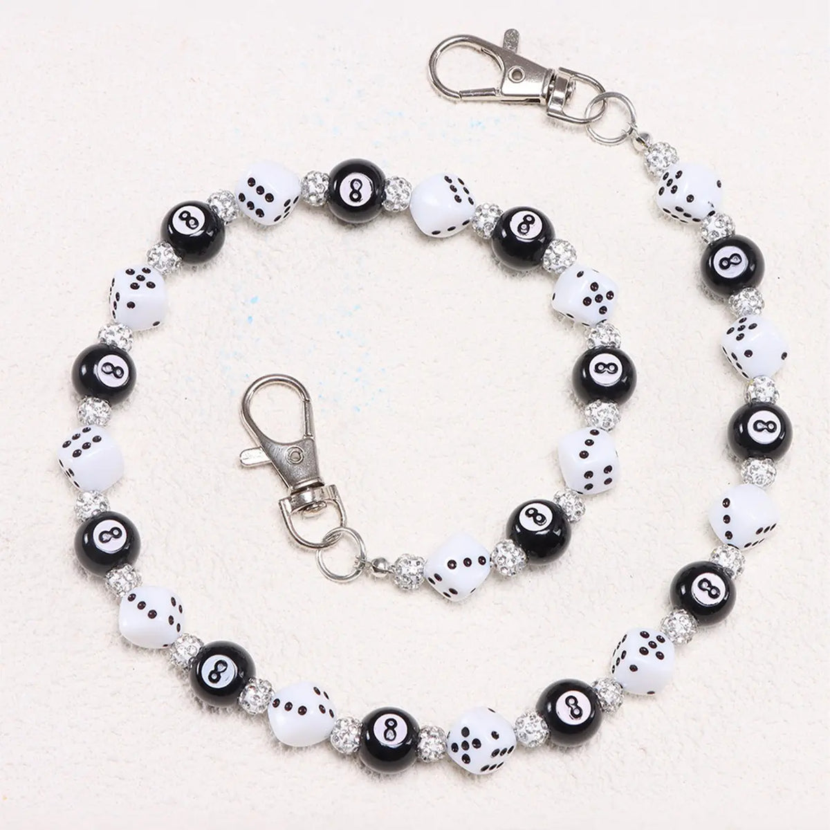 1pc Fashion Street Hip Hop Pants Chain, Rhinestone Beaded, Pool Ball and Dice Decor, Handmade, Unisex, Daily Wear Accessory, Men's Waist Decoration, Chains for Pants