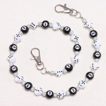 1pc Fashion Street Hip Hop Pants Chain, Rhinestone Beaded, Pool Ball and Dice Decor, Handmade, Unisex, Daily Wear Accessory, Men's Waist Decoration, Chains for Pants