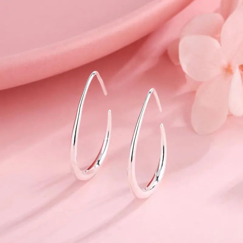 Minimalist Teardrop Hoop Earrings for Women, Gold/Silver Plated Copper Earrings, Open Hoop Earrings for Daily Wear