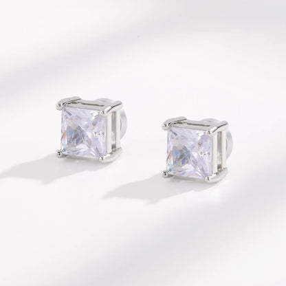 3 Pairs Stainless Steel Round Square Zircon Magnetic Ear Cuffs, Fashion Unisex Non-Piercing Tragus Studs, Jewelry Set for Men and Women, Zircon Stud Earrings, Non Pierced Earrings, Stud Earring Sets