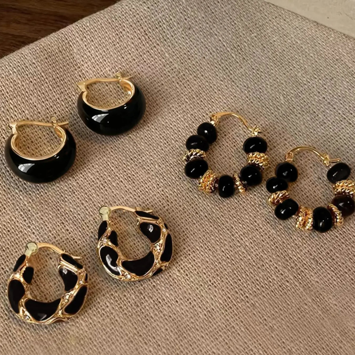 Women's Elegant Geometric Hoop Earrings Set, Drop Oil Design, All-season Fashion Jewelry for Daily Wear & Gifts, High Quality Earrings, Classic Style Earrings, Hoop Earring Sets