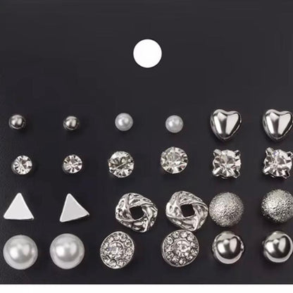 Women's 12-Pair Stylish Ear Stacking Casual Earrings Set - Fashionable Jewelry Accessories for Daily & Special Occasions, Seamless Office Earring Set
