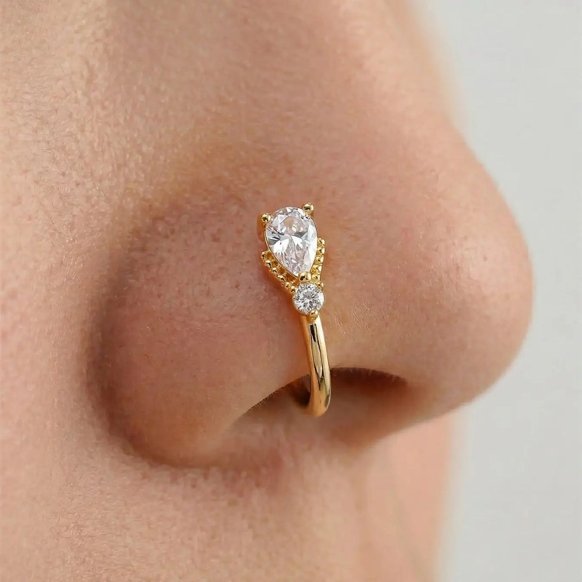 5 Piece Vintage Body Jewelry Synthetic Zircon Nose Rings Set, Butterfly Snake Arrow Geometric Design, No Piercing Needed, Perfect for Daily Wear, Sparkling Zircon Inlay, Body Jewellery