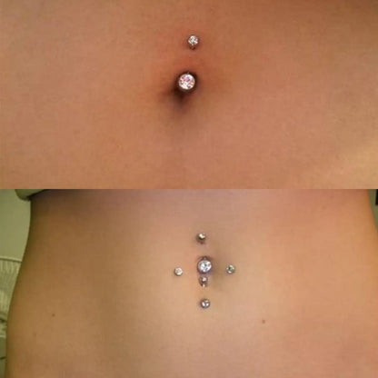 Rhinestone Decorated Navel Ring, Belly Button Rings, Navel Piercing Jewelry, Stainless Steel Body Jewelry, Body Jewellery for Women & Men, Daily Clothing Decor