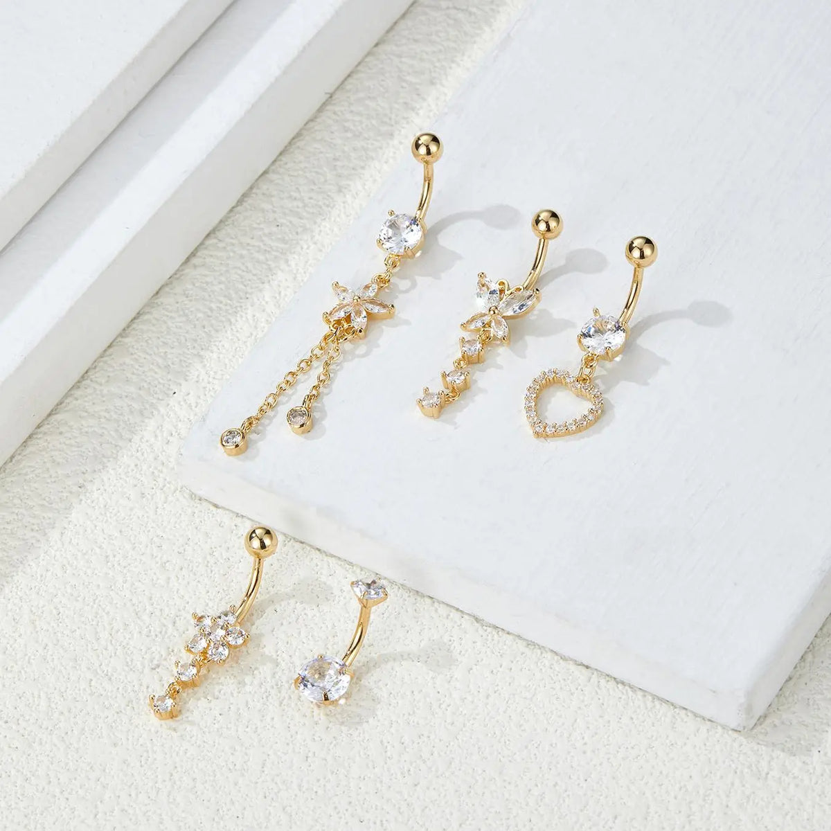 Women's Elegant Rhinestone Decorated Belly Rings, Navel Piercing Jewelry, Trendy Belly Button Jewelry, Fashion for Daily Wear & Party, Versatile Exquisite Jewelry, Ideal Birthday Gift, Belly Piercings