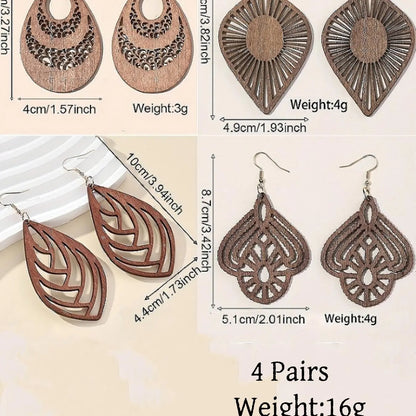 Boho Style Hollow Out Leaf & Water Drop Design Dangle Earrings, Bohemian Earrings, Fashion Jewelry for Party, Daily Clothing Decor, Trendy All-match & Exquisite Jewelry for Birthday Gift, Trendy Fashionable Accessories