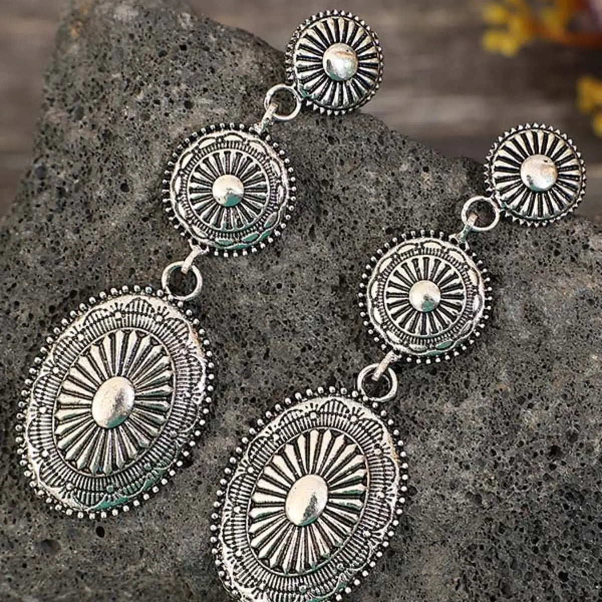 Vintage Bohemian Western Style Earrings, Metal Alloy Geometric Patchwork Design, Unique Dangle Earrings for Women, All Season Earrings, Drop Earrings, Earrings Dangling, High Quality Earrings, Trendy Jewelry