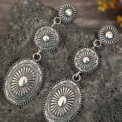 Vintage Bohemian Western Style Earrings, Metal Alloy Geometric Patchwork Design, Unique Dangle Earrings for Women, All Season Earrings, Drop Earrings, Earrings Dangling, High Quality Earrings, Trendy Jewelry