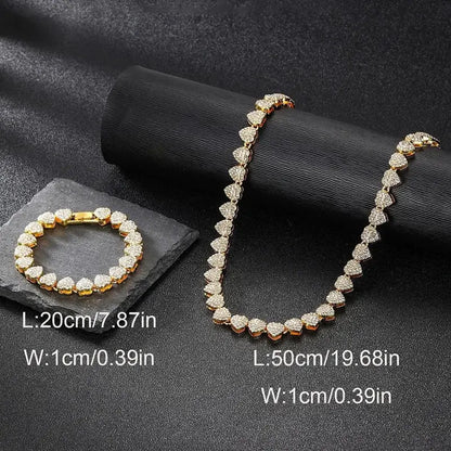 Women's 2-Pcs Heart Cuban Link Matching Necklaces Set with Pendants - Gold Choker Chains Set, Casual Party Birthday Jewelry for Women, Sports & Outdoor Camping Hammock Accessory