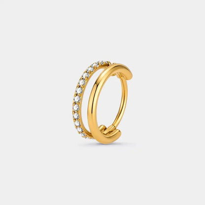 OUFER 20G Hinged Segment Nose Ring, 316L Stainless Steel CZ Double Hoop Nose Piercing for Daily Wear, Non Tarnish Noserings for Women