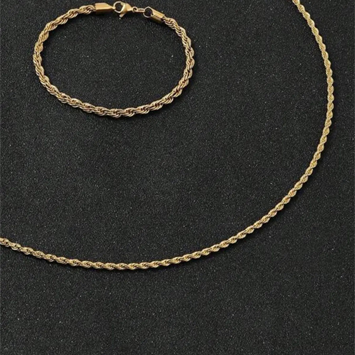 Elegant Stainless Steel Braided Bracelet and Necklace Set, Fashion Jewelry Set, Matching Jewelry Set, Perfect Gift for Friends and Family, Ideal for Parties and Daily Wear, Fashionable Jewelry Set