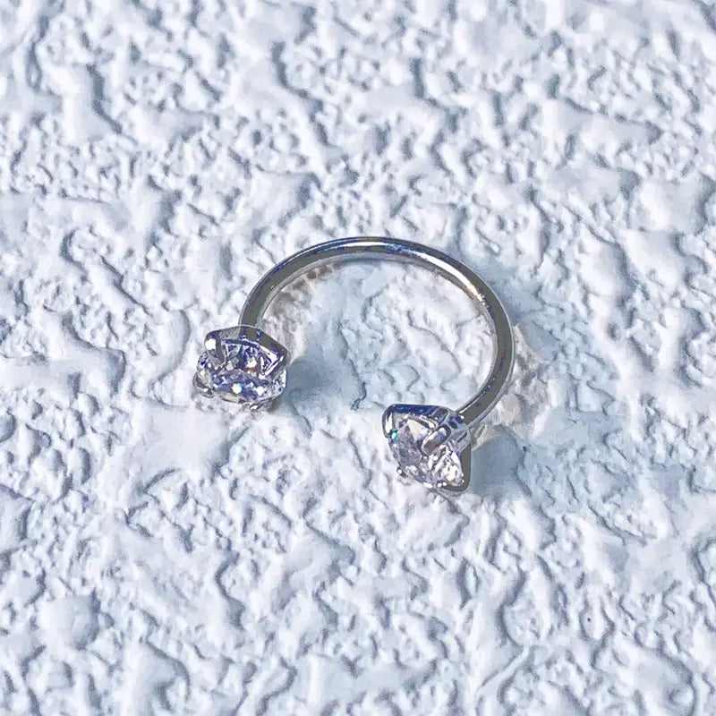 20G(0.8mm)/18G(1.0mm) 8mm Horseshoe Nose Hoop Internally Threaded Gems Nose Ring with Free Ball Holder | Caution: Avoid Overtightening; Pre-Tighten with Provided Tool then Complete Tightening by Hand