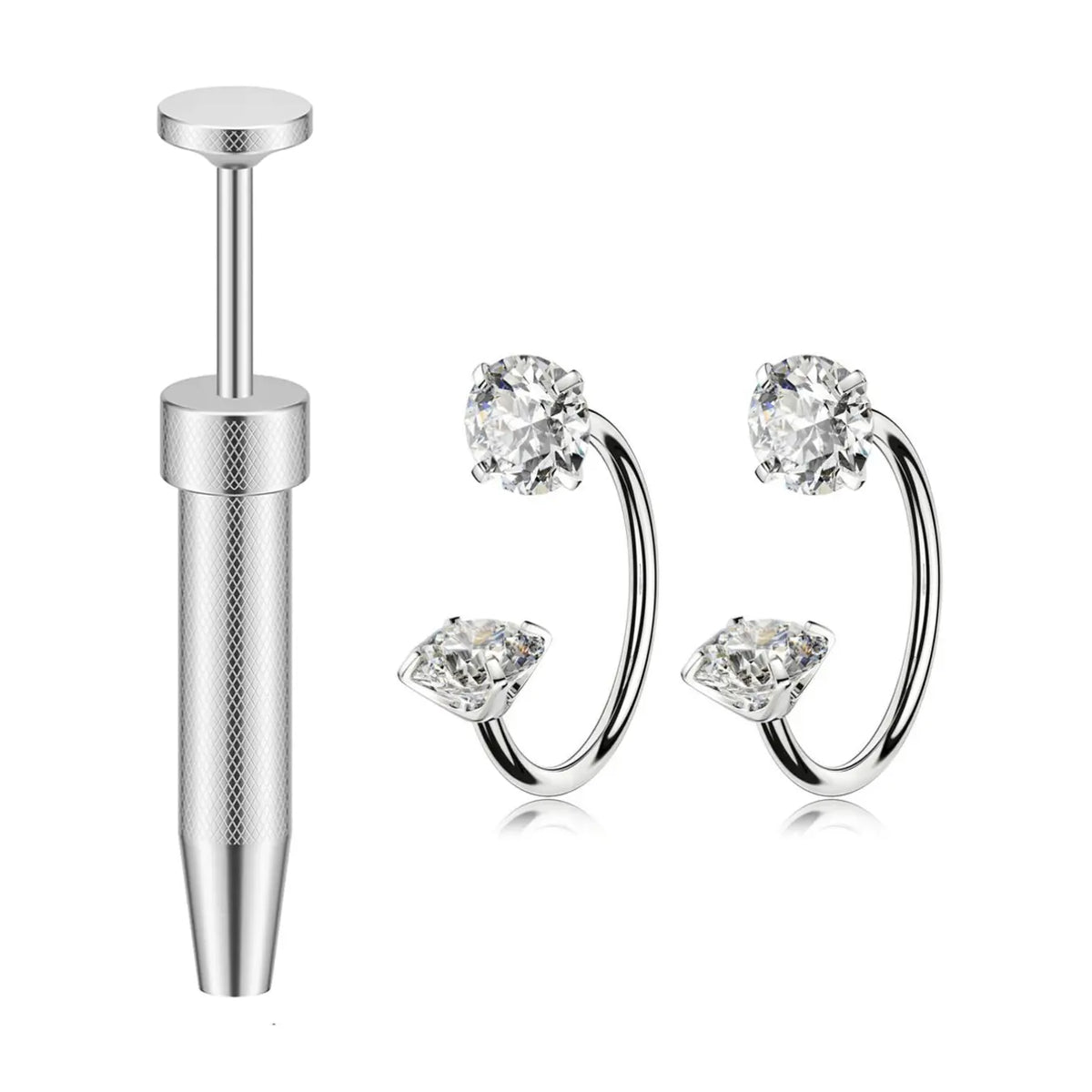 2pcs Horse Shoe Nose Rings/Studs 16G Internal Threaded Stainless Steel Alloy CZ Nose Rings, Body Piercing Jewelry, Includes Piercing Tool, Suitable For Lip, Eyebrow, Ear Cartilage, Earlobe, Nose Piercing