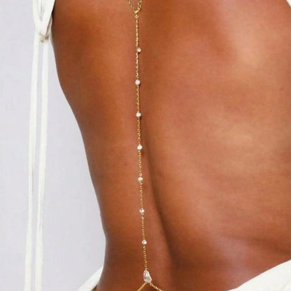 Rhinestone Decor Back Chain Necklace, Bling Chain, Fashion Body Jewelry for Party, Daily Clothing Decor, Trendy All-match & Exquisite Jewelry for Birthday Gift