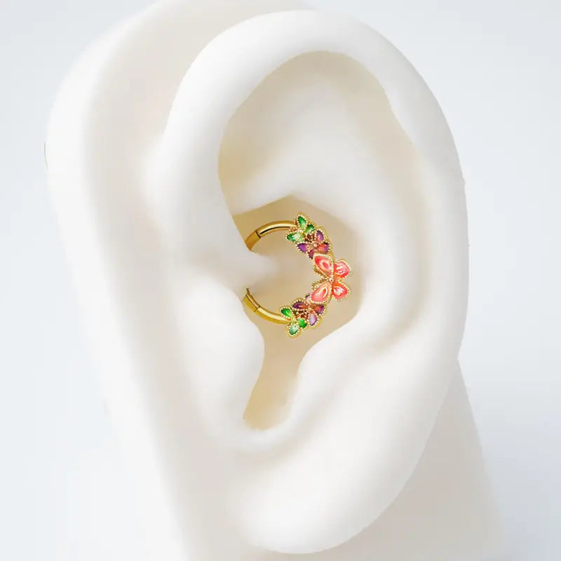 Oufer 16G Iridescent Butterfly Hinged Segment Septum Ring