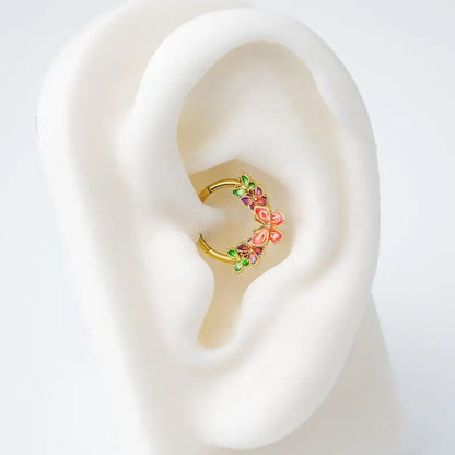 Oufer 16G Iridescent Butterfly Hinged Segment Septum Ring