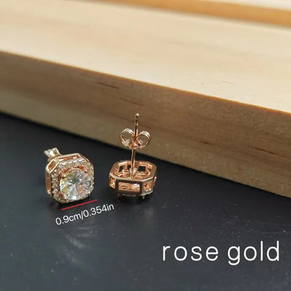 Women's Bling Sparkle Shine Ear Studs - Retro Look Round Zircon Starburst Rhinestone Jewelry, Unisex Fit Cool Costume Accessories, Holiday Gift Ready