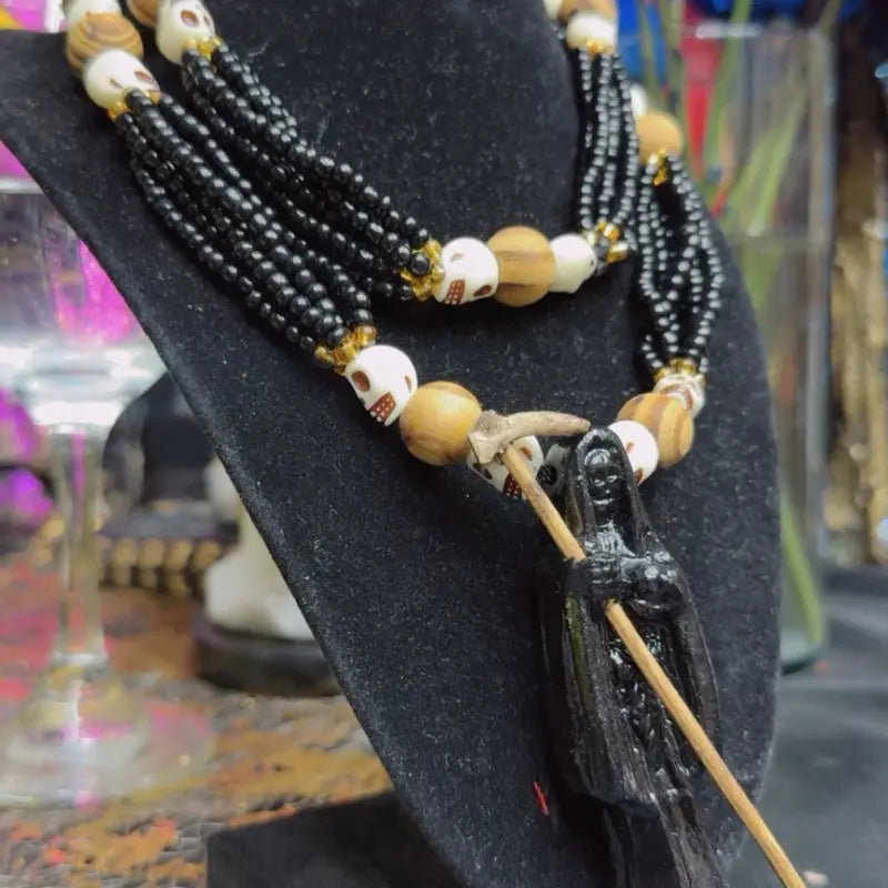 Santamuerte Necklace & Bracelet Set, Curated Conssecrated Santa Muerte Accessories Set - Model 1
