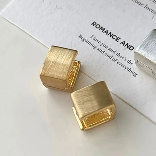 Women's Elegant Geometric Square Hoop Earrings, Lightweight Earring, Fashionable Daily Commute Jewelry, Simple Design, All Season Wear, Dainty Fashion Jewelry, Elegant Minimalist Earrings, Earrings Hoops