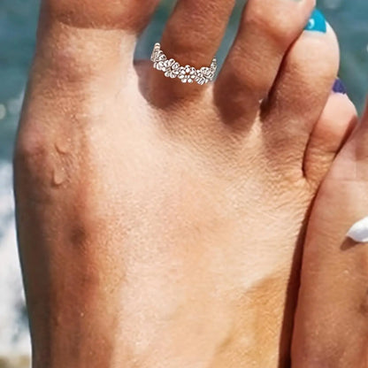 Punk Style Stainless Steel Toe Ring (5counts/set), Adjustable Open Toe Ring, Fashionable Rhinestone Decorated Toe Ring for Women & Men, Non Tarnish Jewelry, Maximalist Jewelry, Body Jewelry, Body Jewellery