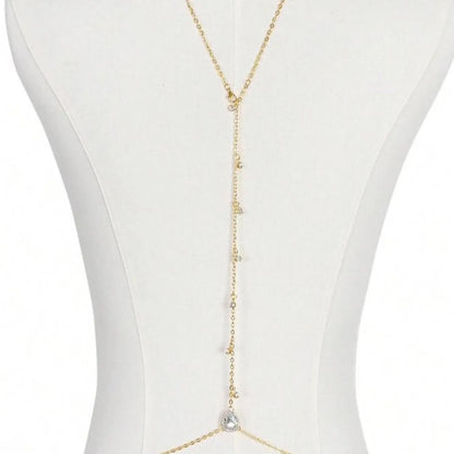 Rhinestone Decor Back Chain Necklace, Bling Chain, Fashion Body Jewelry for Party, Daily Clothing Decor, Trendy All-match & Exquisite Jewelry for Birthday Gift