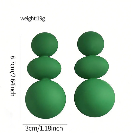 Fashion Classic Geometric Shape Colorful Painted Alloy Thick Studs Earrings for Women, Daily Wear, Trendy Fashionable Accessories, Chic Gorgeous Jewelry, Stylish and Durable Jewelry Accessory, Good Earrings