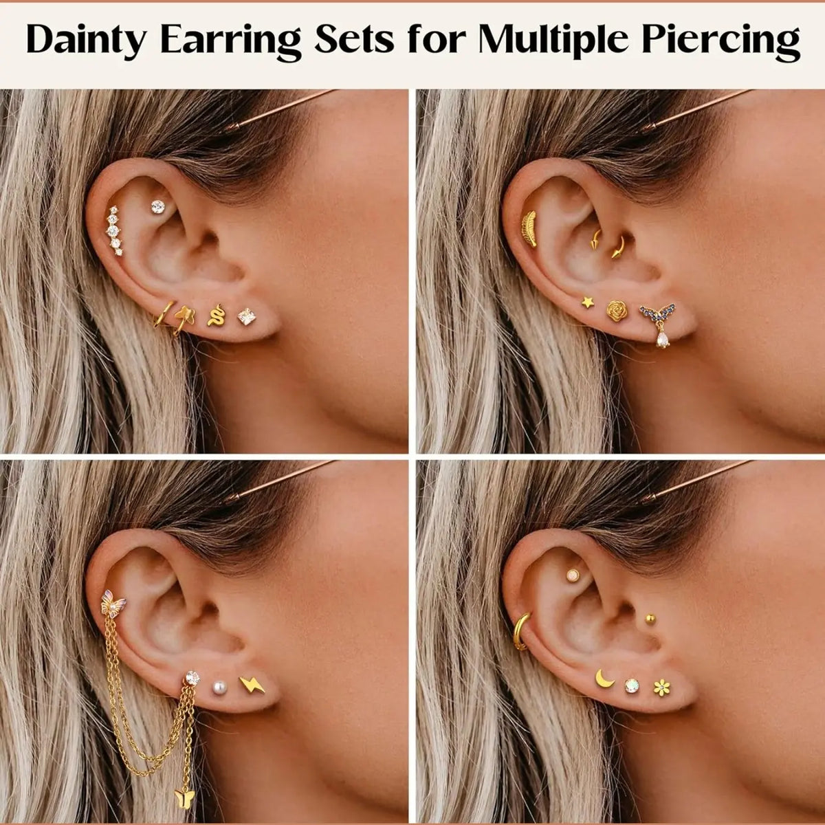 27 Pcs Helix Piercing Earrings Hypoallergenic Surgical Steel Earrings for Women Men Small Cz Flat Back Earrings, Earrings With Flat Backs, Cartilage Helix Hoop Tragus Flat Back Studs Set Earring