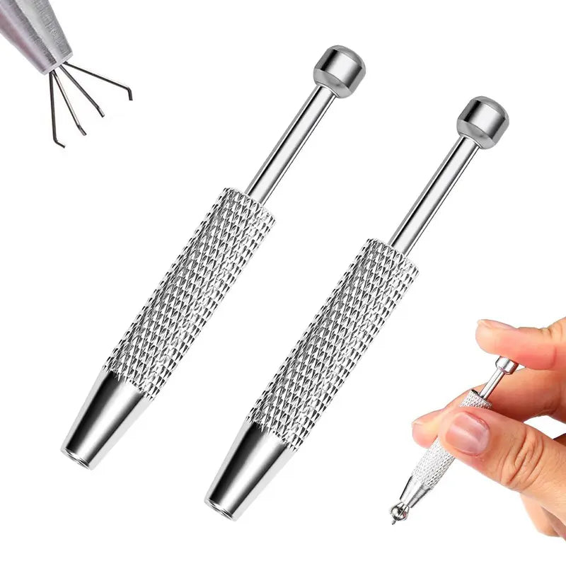 Oufer Push-in Style Quad Prong Bead Ball Holder, Body Jewelry Changer Kit 14/16G/18G/20G  for youer for Nose Piercing, Ear Piercing 6.4cm Stainless Steel Geometric Piercing Grabber Tool for Changing Jewelry, Piercing Tools For Jewelry Chnaging