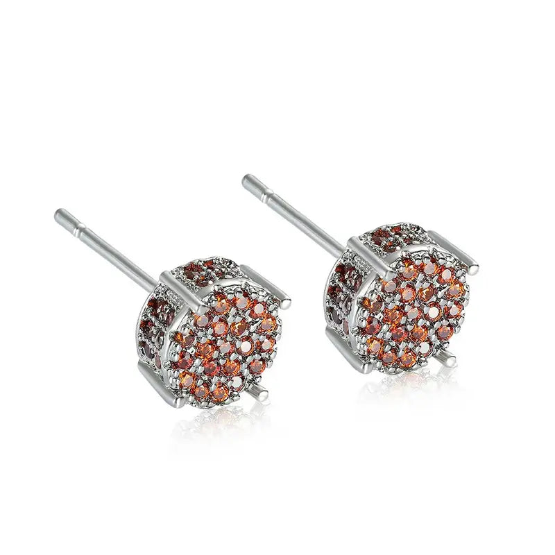 Women's Bling Sparkle Shine Ear Studs - Retro Look Round Zircon Starburst Rhinestone Jewelry, Unisex Fit Cool Costume Accessories, Holiday Gift Ready