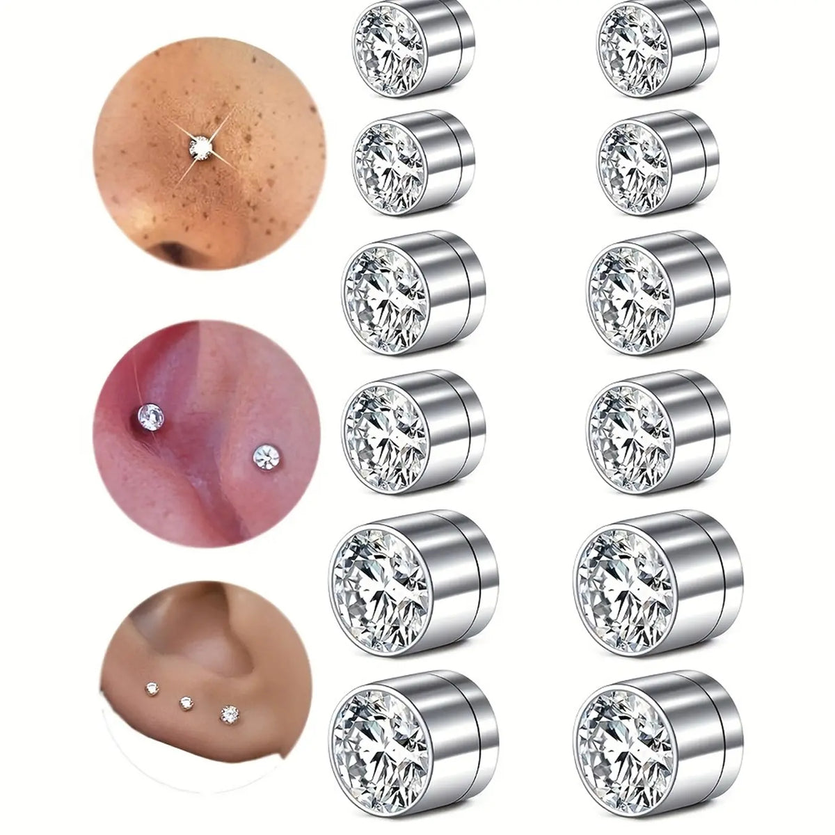 Unisex Fake Nose Ring Earrings, Sparkling Rhinestone Design, Clip-On Style, Easy to Wear, Perfect for Cosplay & Daily Use, Nose Ring Jewelry, Faux Nose Ring